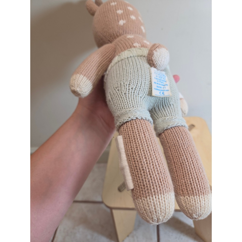 Cuddle + Kind ELLIOT Hand Knit Plush Doll Tan Brown 14 Inch Peru - Picture 5 of 6